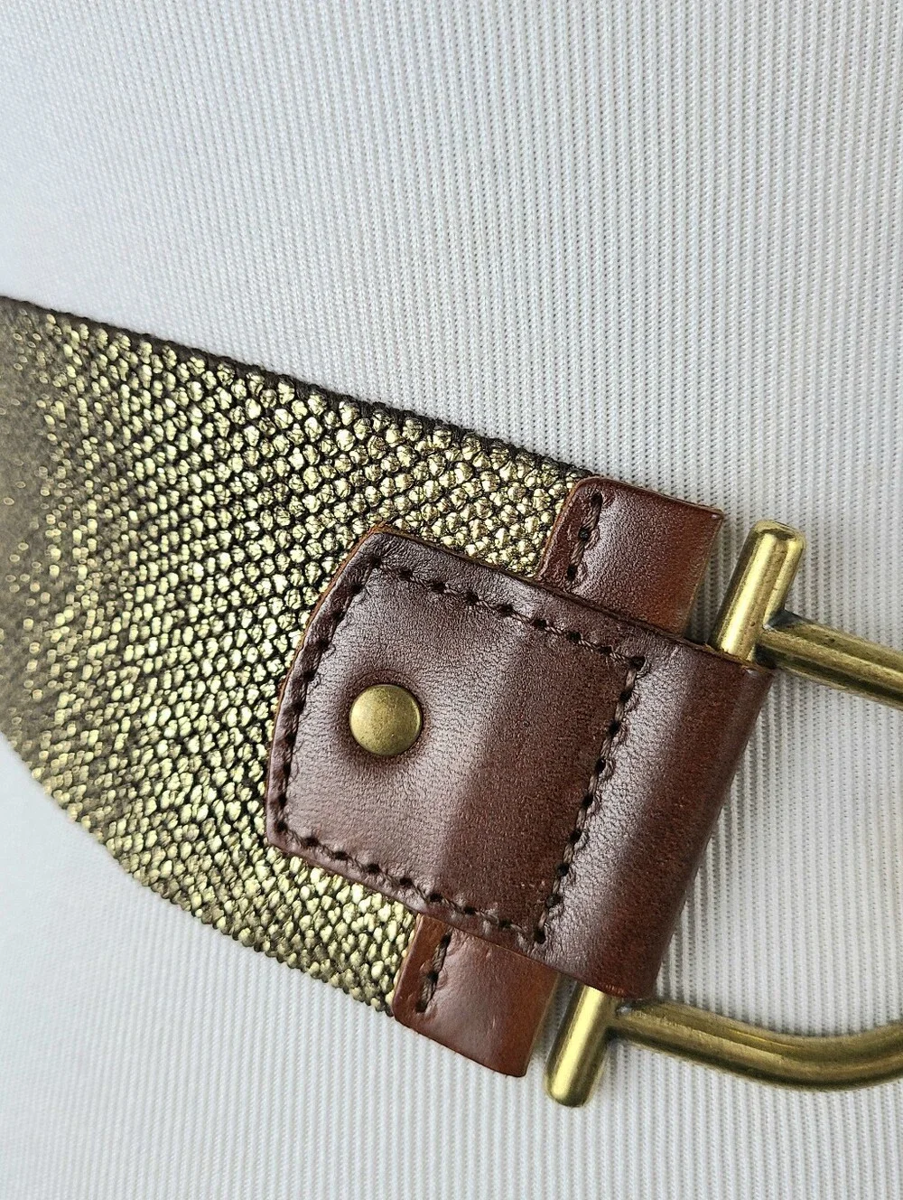 Linea Pelle LP Metallic Brown Leather Stretch Belt